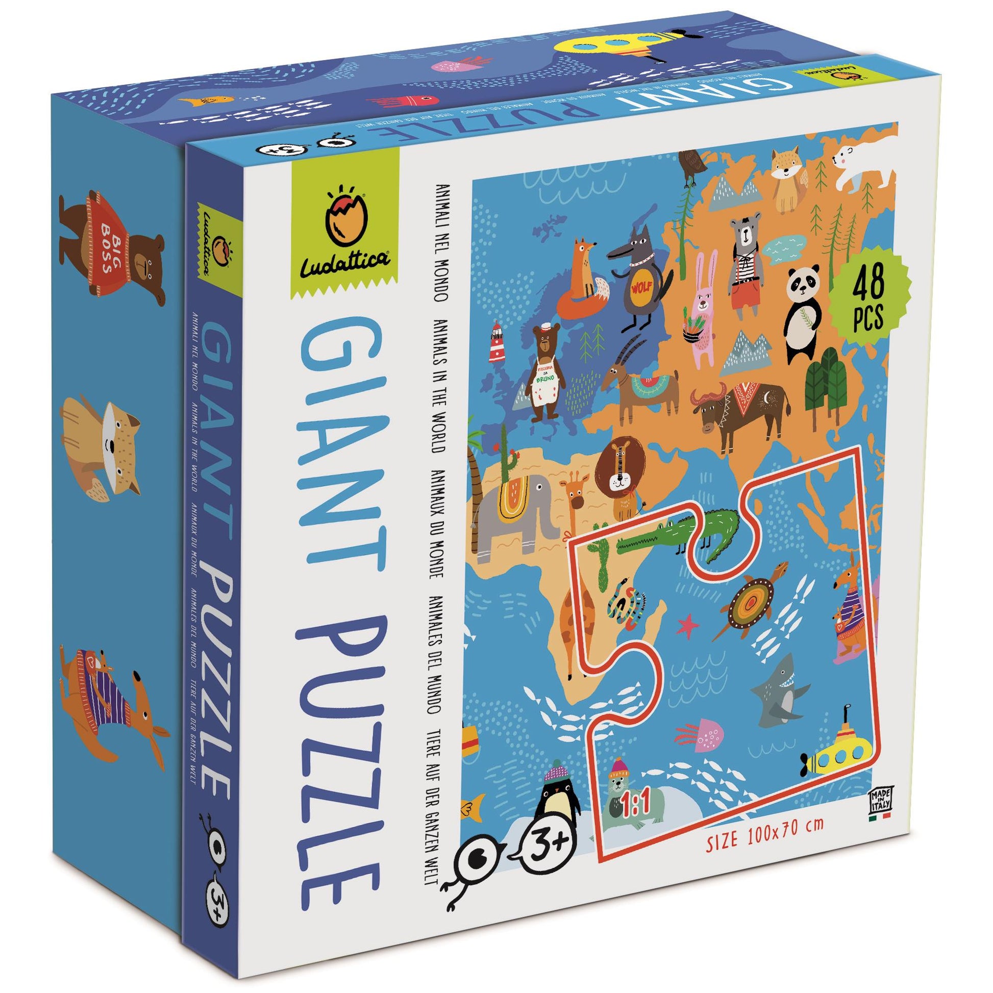 GIANT PUZZLE - 48 pcs Animales del Mundo - Ludattica - Mi Juego Bonito