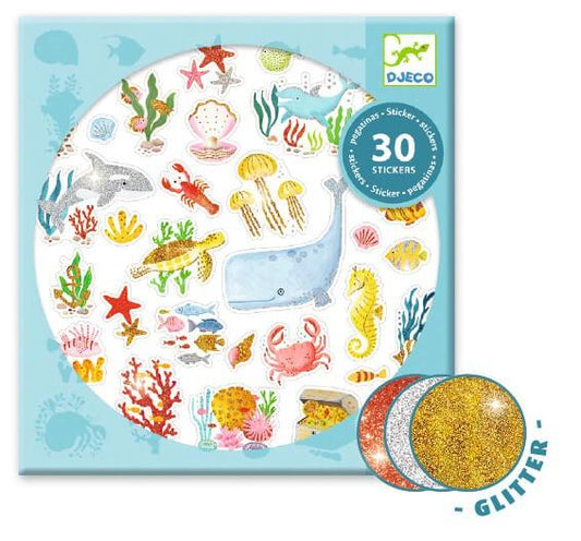 Pegatinas Aqua dream 30 pcs con purpurina - Djeco - Mi Juego Bonito