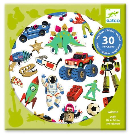 Pegatinas Juguetes retro 30 pcs con volumen - Djeco - Mi Juego Bonito