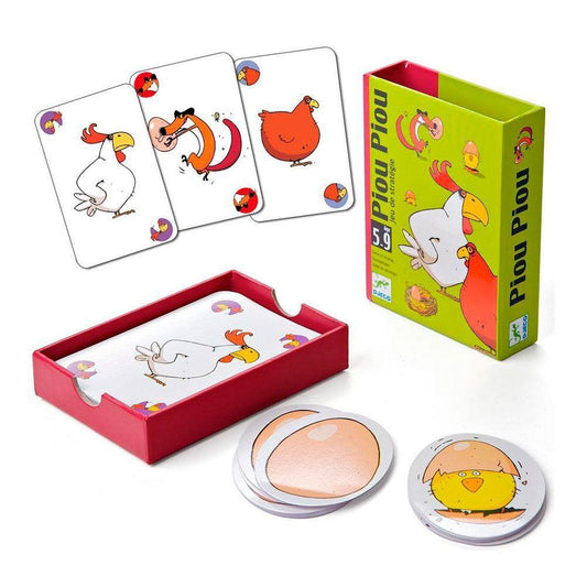 Piou Piou – Primer juego de cartas con huevos, zorros y pequeñas estrategias (5+ años · 2-4 jugadores) · Djeco