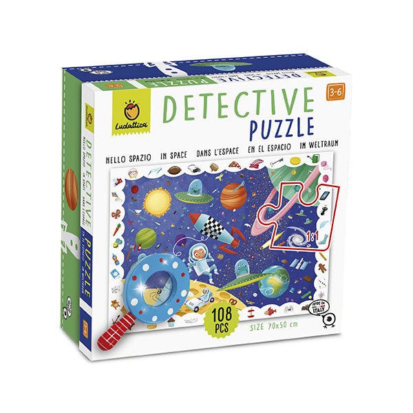Puzzle detective con lupa " El Espacio" 108 PCS Ludattica