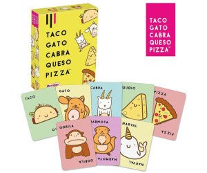 Taco Gato Cabra Queso Pizza – Cartas, reflejos y muchas risas (8+ años · 3-8 jugadores · 10-15 min) · Lúdilo