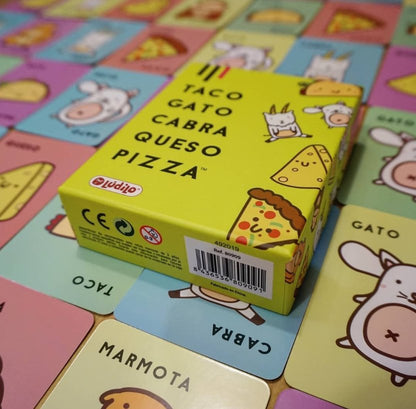 Taco Gato Cabra Queso Pizza – Cartas, reflejos y muchas risas (8+ años · 3-8 jugadores · 10-15 min) · Lúdilo