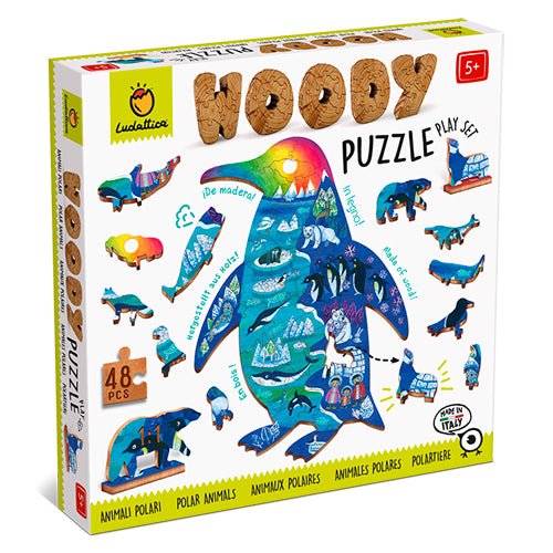 Woody Puzzle Animales Polares 48 pcs - Puzzle de madera para niños 5 años - Mi Juego Bonito