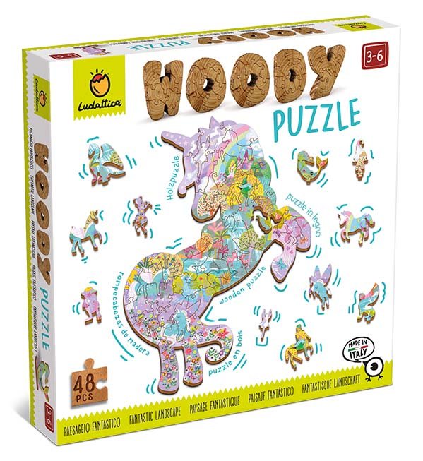 Woody Puzzle El Unicornio Encantado 48 pcs - Puzzle de madera para niños 3-6 años - Mi Juego Bonito