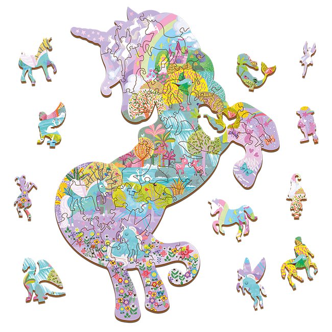 Woody Puzzle El Unicornio Encantado 48 pcs - Puzzle de madera para niños 3-6 años - Mi Juego Bonito