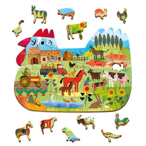 Woody Puzzle La Granja 48 pcs - Puzzle de madera para niños 5 años - Mi Juego Bonito
