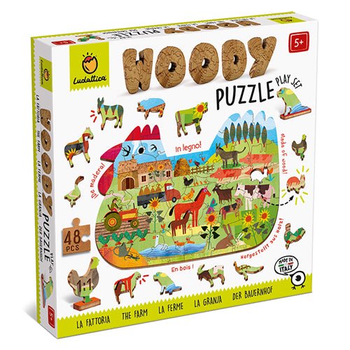 Woody Puzzle La Granja 48 pcs - Puzzle de madera para niños 5 años - Mi Juego Bonito