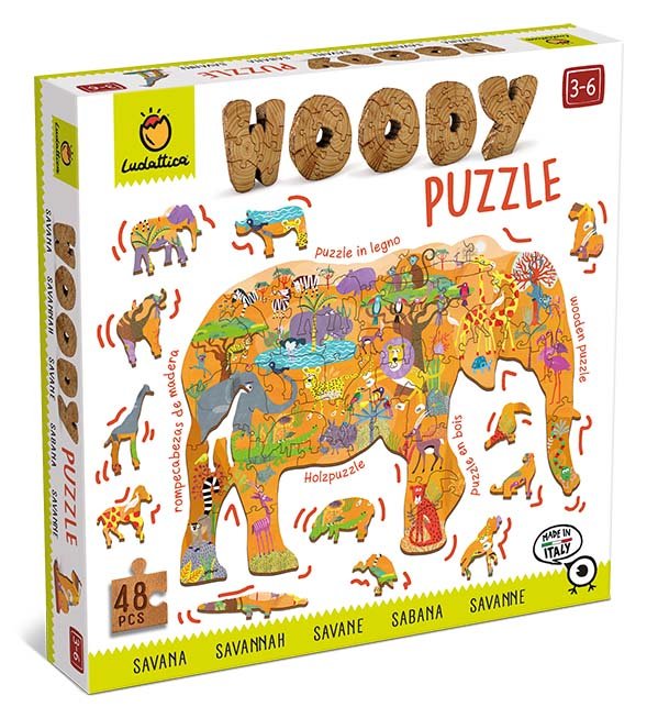 Woody Puzzle Sabana 48 pcs - Puzzle de madera para niños 3-6 años - Mi Juego Bonito